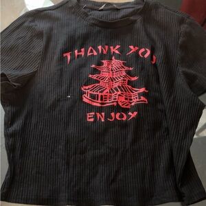 Black and Red Graphic Crop Top